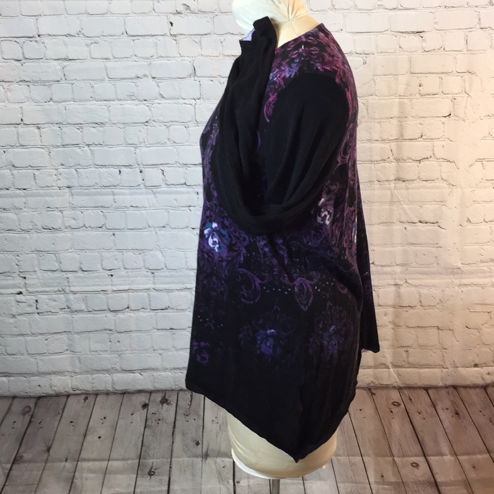 Dana Buchman black/purple sweater w keyhole neck - Picture 2 of 6